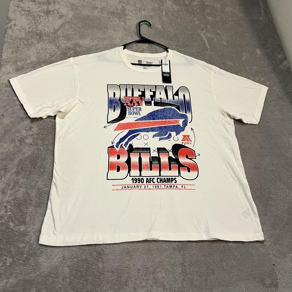 Buffalo Bills Shirt Mens 2XL White NFL Football Super Bowl XXV 1990 AFC Champs